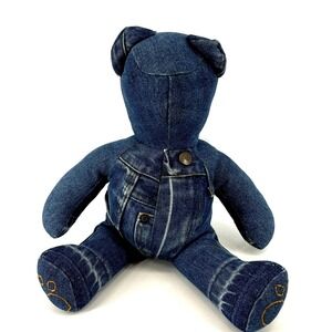 Memory Bear Denim Patches Handmade‎ Clothing Memorial Remembrance Blue Bear